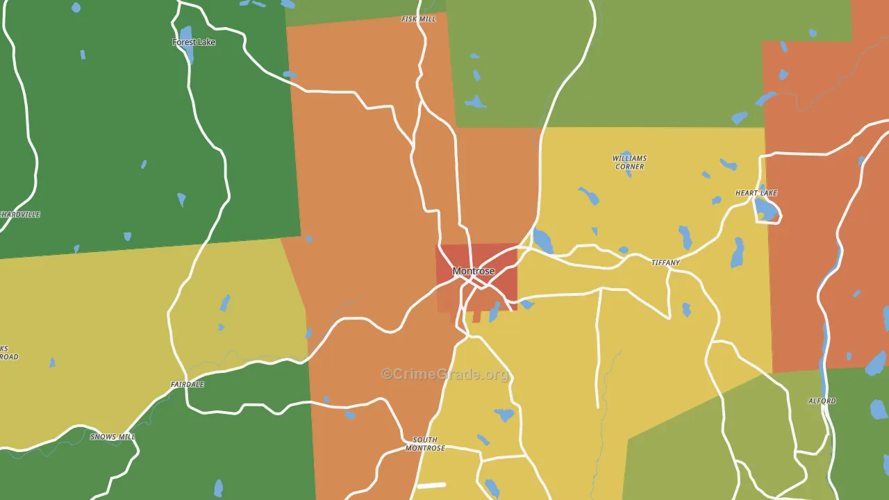 Montrose, PA Map of Drug-Related Crime Rates