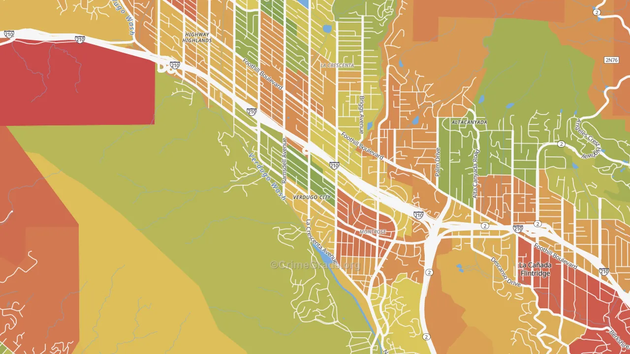 Montrose Verdugo City, La Crescenta, CA Map of Drug-Related Crime Rates