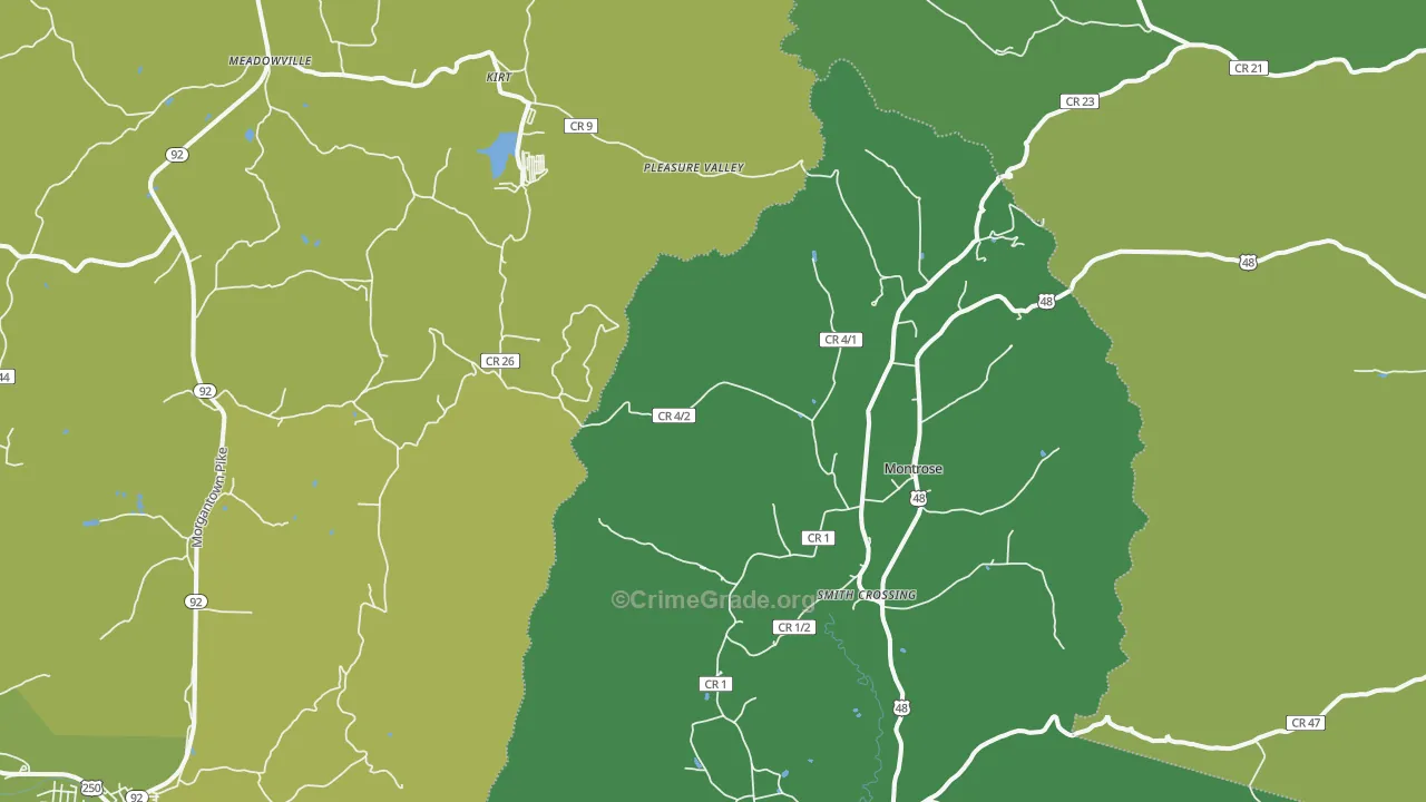 Montrose, WV Map of Drug-Related Crime Rates