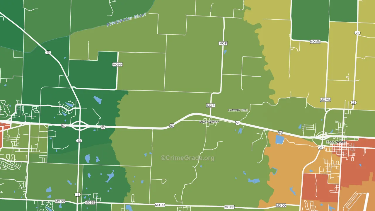 Montserrat, MO Map of Drug-Related Crime Rates