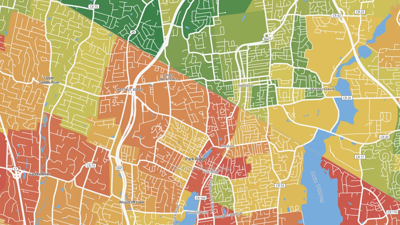 Montvale, NJ Map of Drug-Related Crime Rates