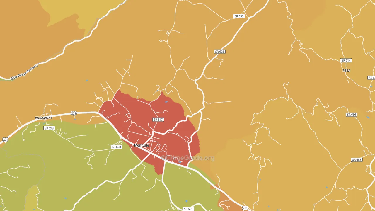 Montvale, VA Map of Drug-Related Crime Rates