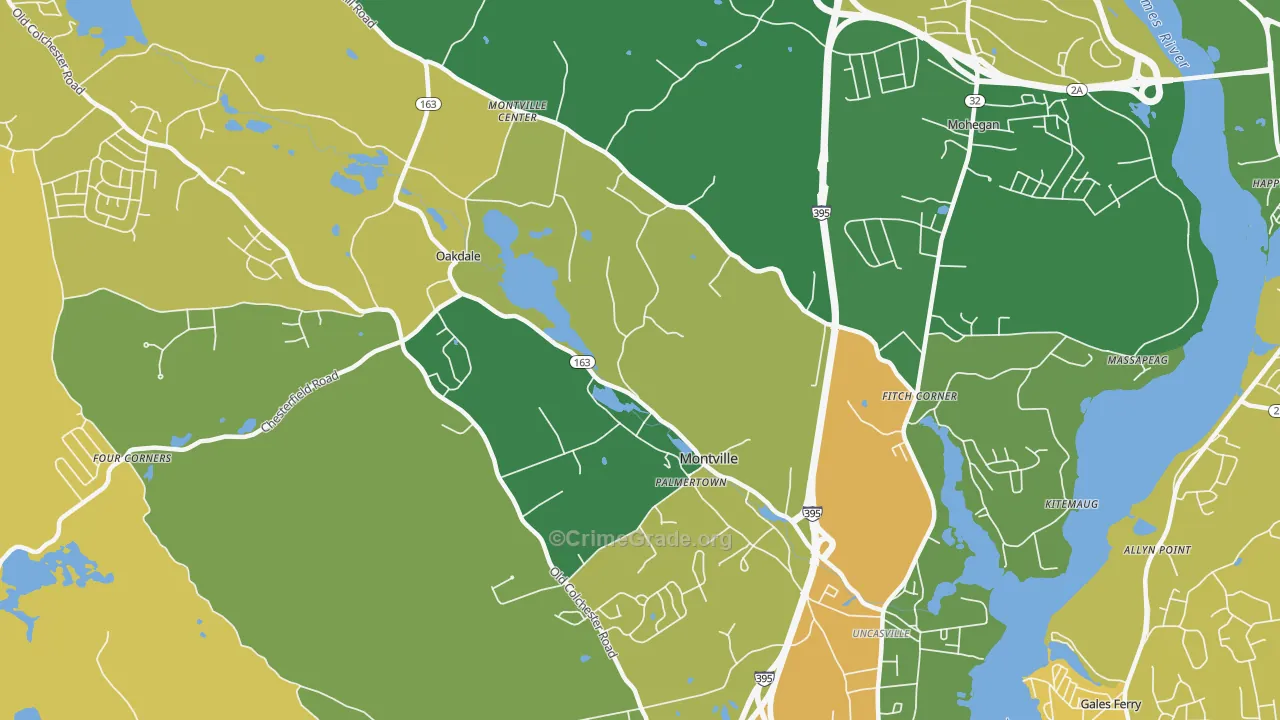 Montville, CT Map of Drug-Related Crime Rates