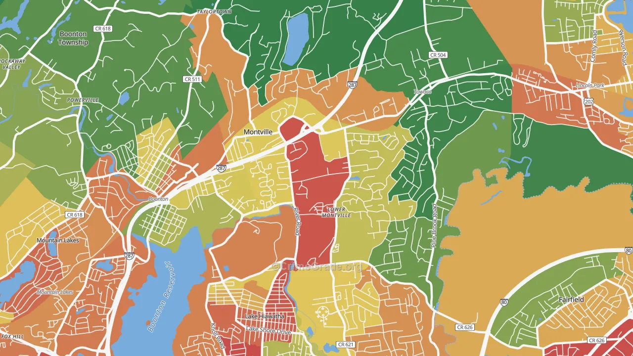 Montville, NJ Map of Drug-Related Crime Rates