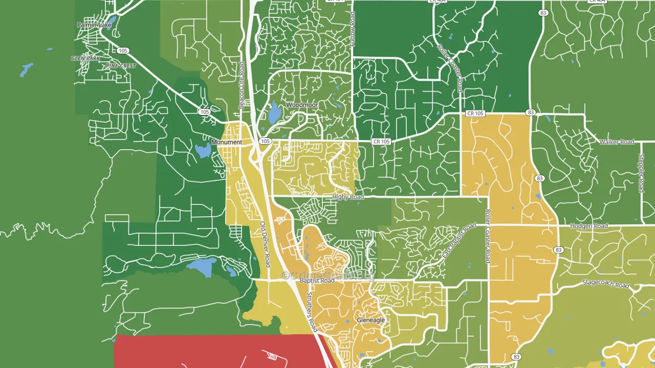 Monument, CO Map of Drug-Related Crime Rates