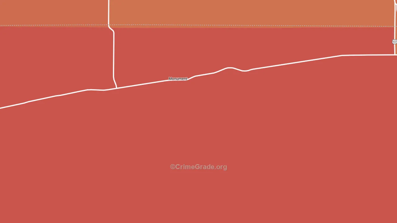 Monument, KS Map of Drug-Related Crime Rates
