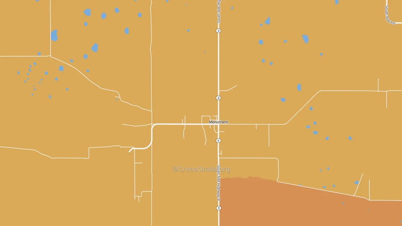 Monument, NM Map of Drug-Related Crime Rates