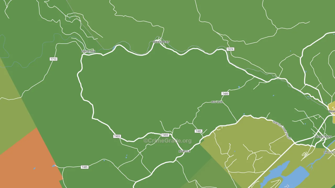 Monument, PA Map of Drug-Related Crime Rates