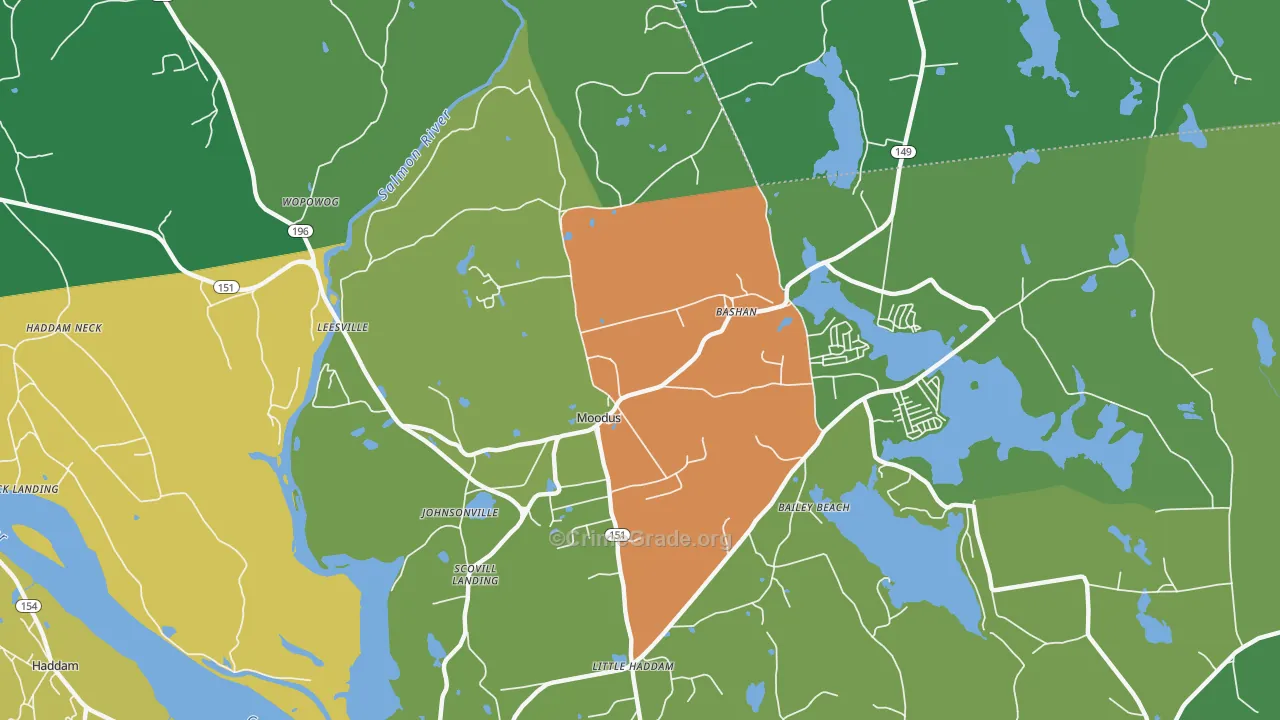 Moodus, CT Map of Drug-Related Crime Rates