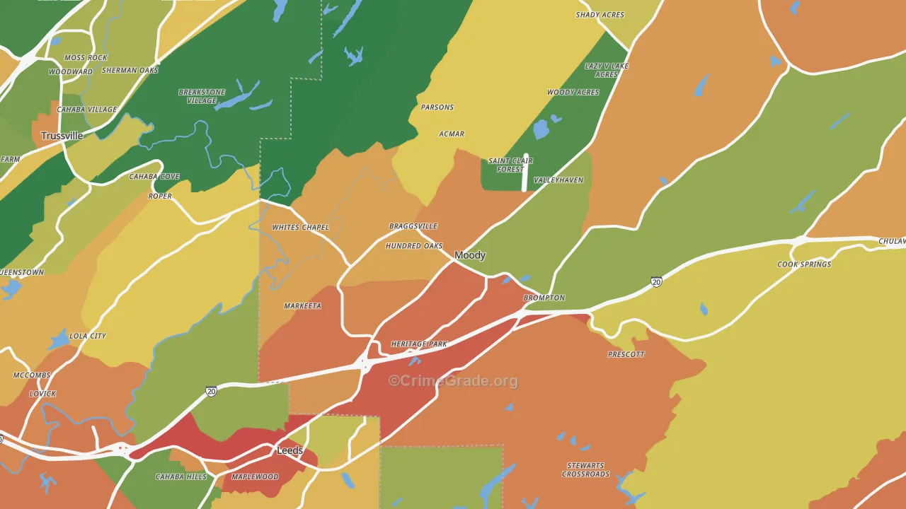 Moody, AL Map of Drug-Related Crime Rates