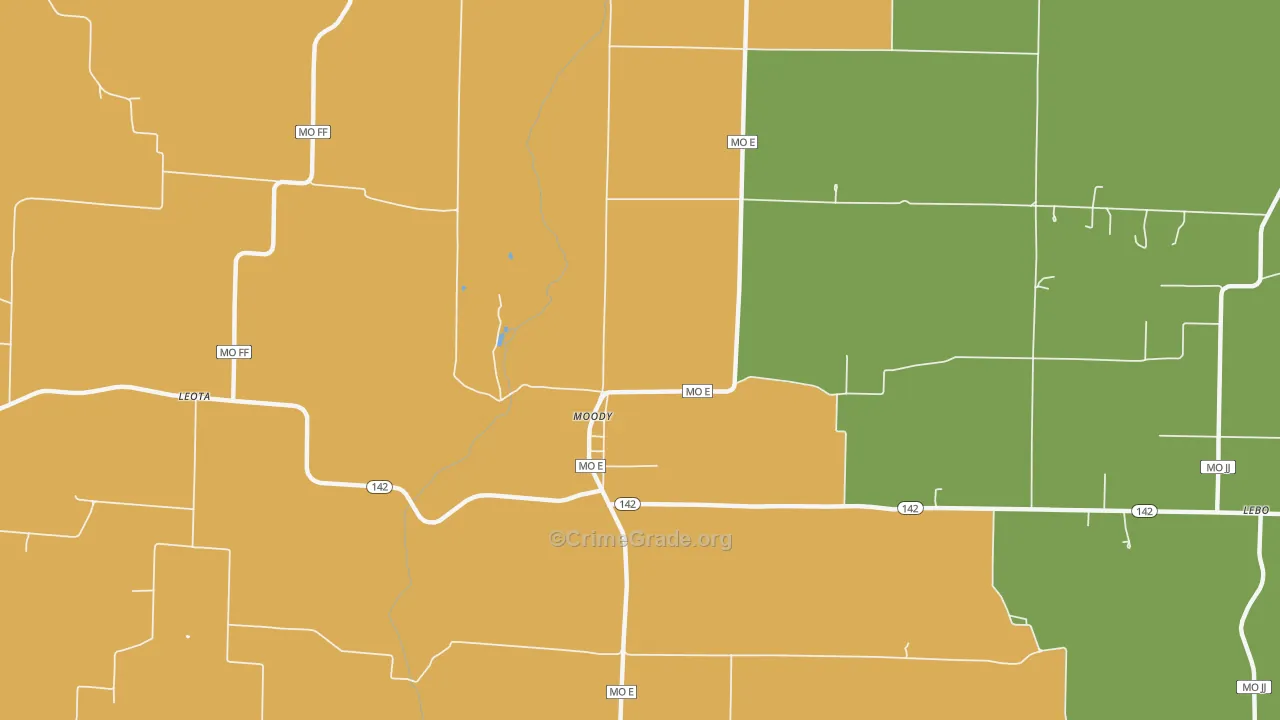 Moody, MO Map of Drug-Related Crime Rates