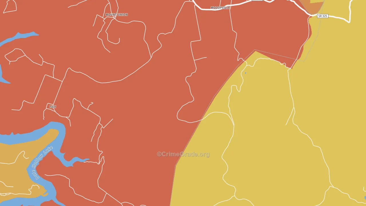 Moodyville, TN Map of Drug-Related Crime Rates