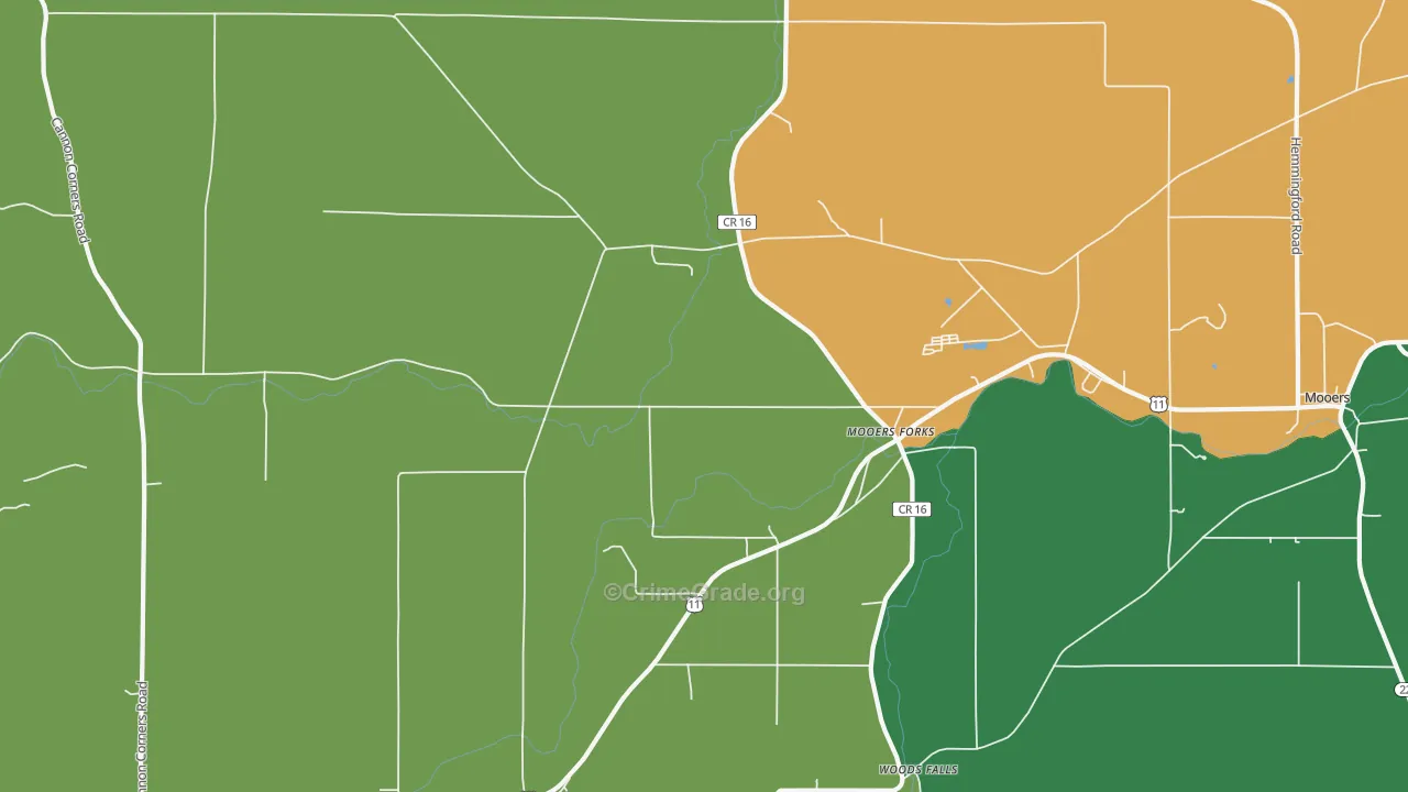 Mooers Forks, NY Map of Drug-Related Crime Rates