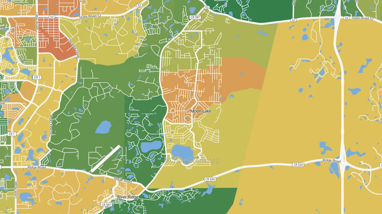 Moon Lake, FL Map of Drug-Related Crime Rates