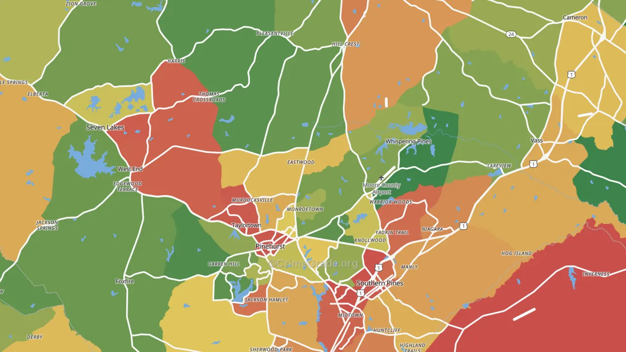 Moore County, NC Map of Drug-Related Crime Rates