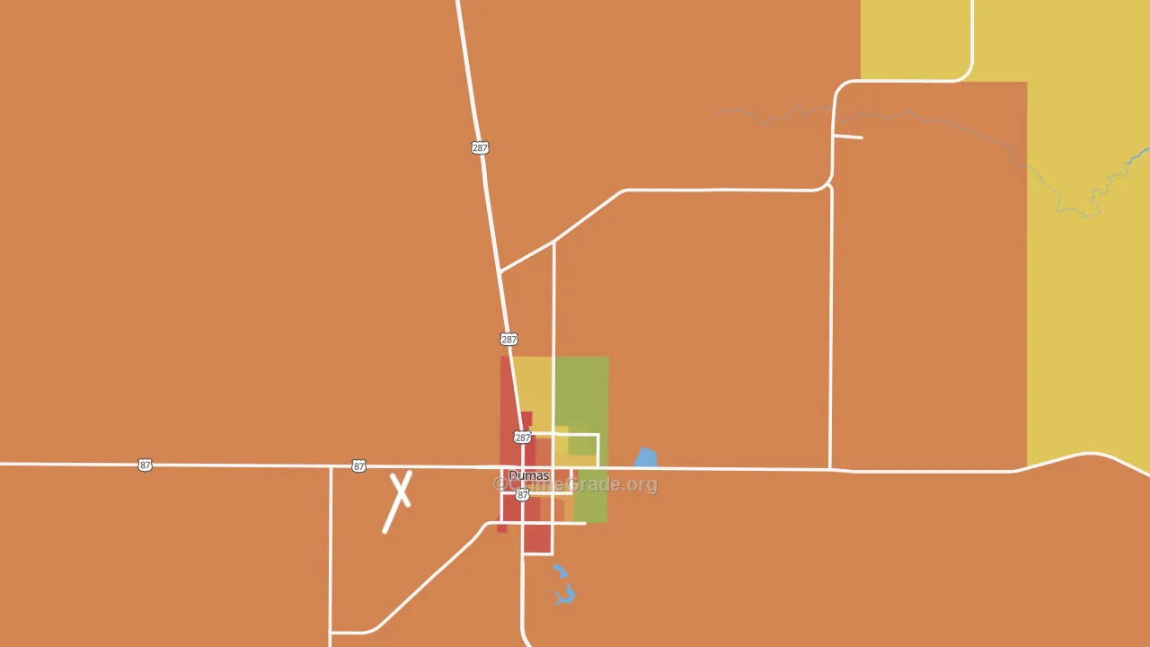 Moore County, TX Map of Drug-Related Crime Rates