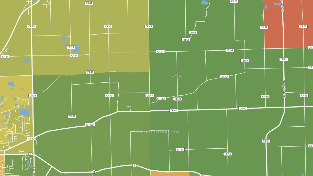 Moore, IN Map of Drug-Related Crime Rates
