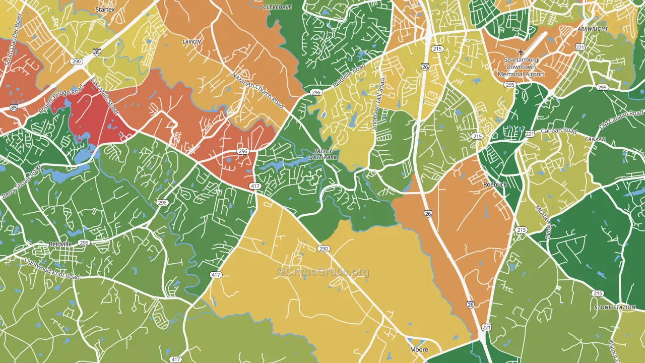 Moore, SC Map of Drug-Related Crime Rates