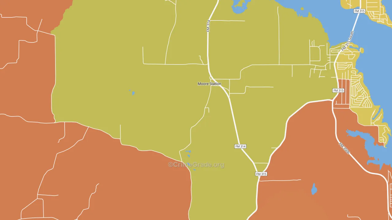 Moore Station, TX Map of Drug-Related Crime Rates