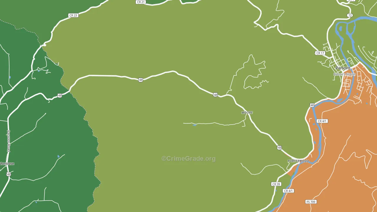 Moore, WV Map of Drug-Related Crime Rates