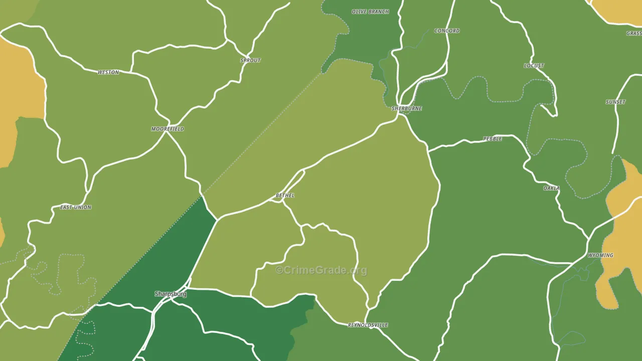 Moorefield, KY Map of Drug-Related Crime Rates