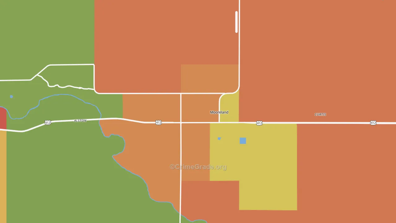 Mooreland, OK Map of Drug-Related Crime Rates