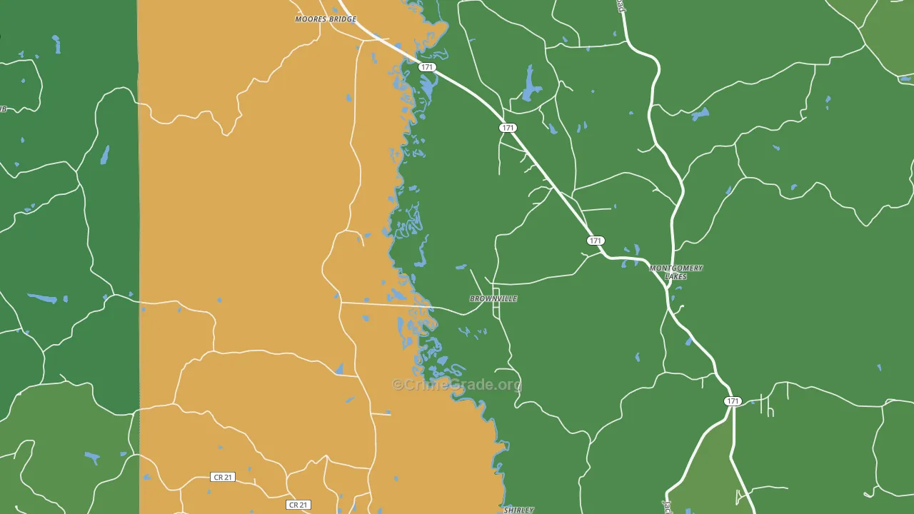 Moores Bridge, AL Map of Drug-Related Crime Rates