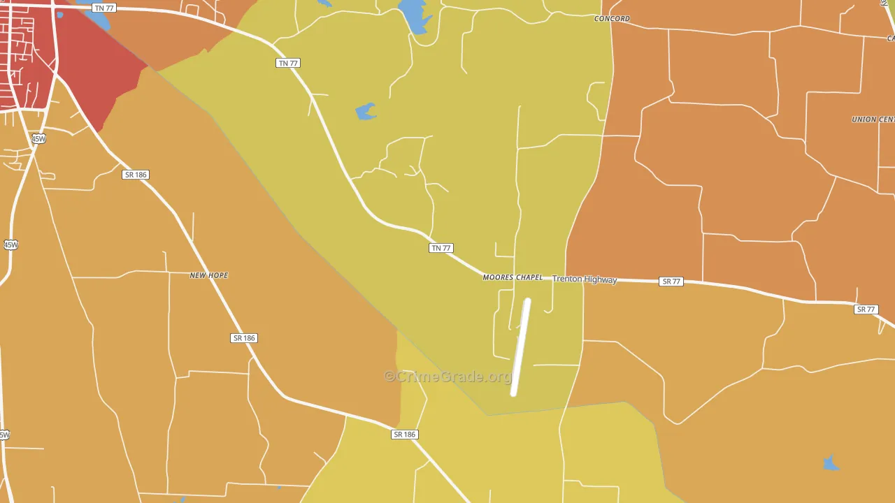 Moores Chapel, TN Map of Drug-Related Crime Rates