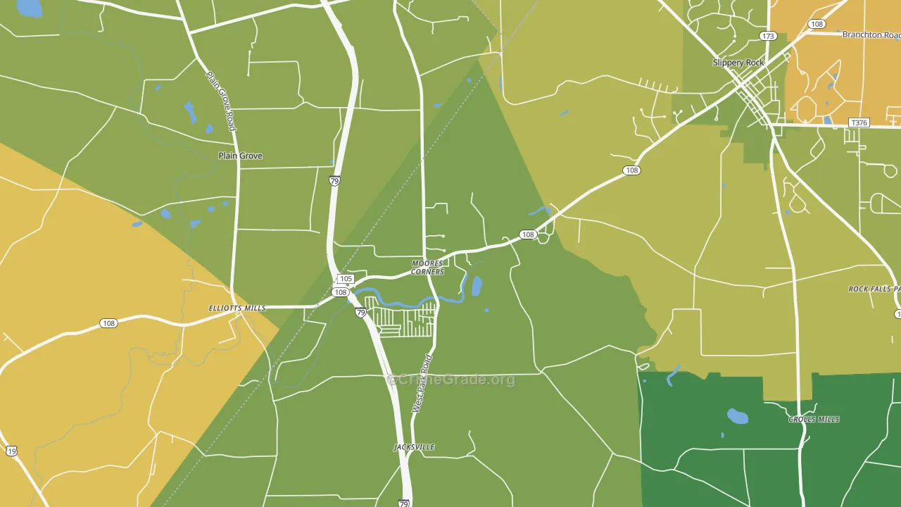 Moores Corners, PA Map of Drug-Related Crime Rates