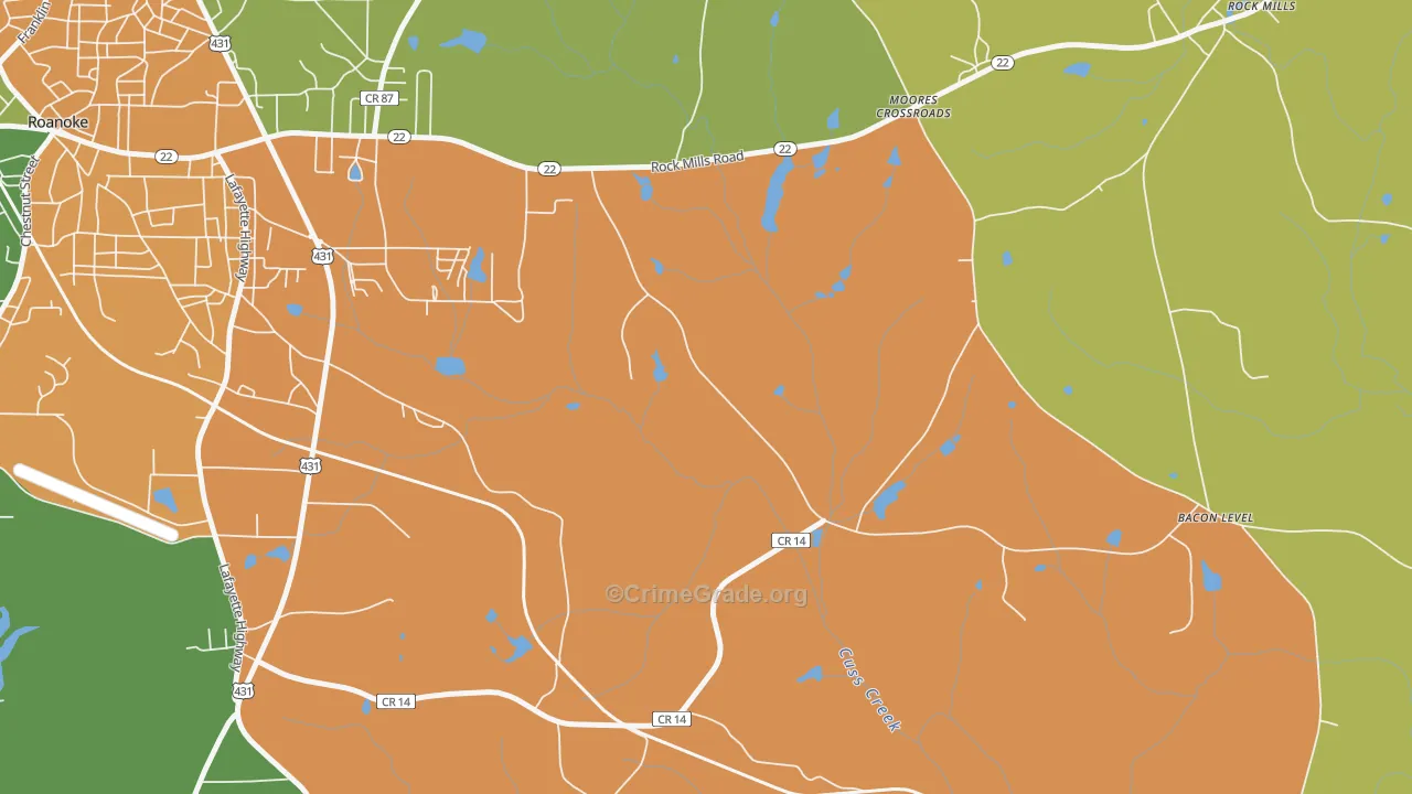 Moores Crossroads, AL Map of Drug-Related Crime Rates