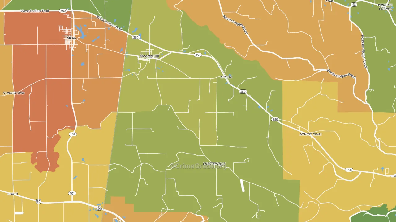 Moores Hill, IN Map of Drug-Related Crime Rates