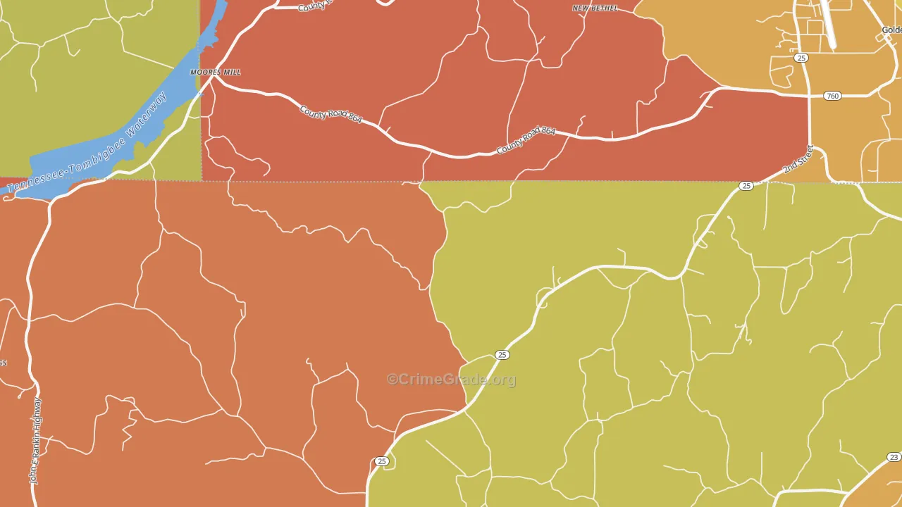 Moores Mill, MS Map of Drug-Related Crime Rates