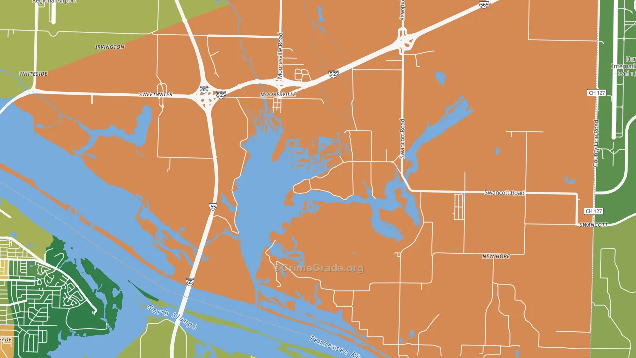 Mooresville, AL Map of Drug-Related Crime Rates