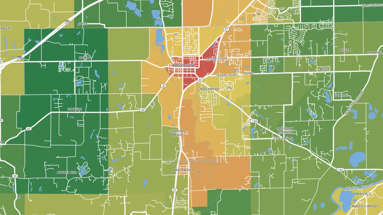 Mooresville, IN Map of Drug-Related Crime Rates