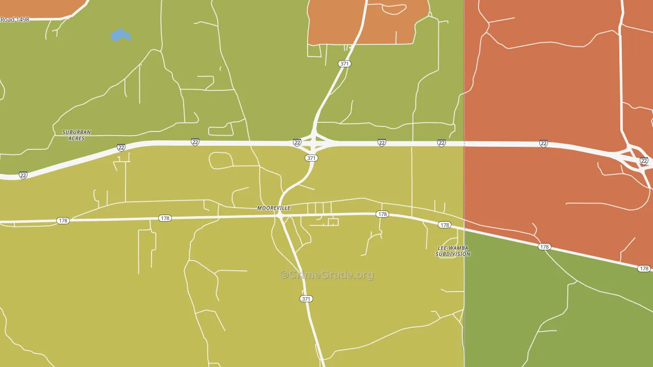Mooresville, MS Map of Drug-Related Crime Rates