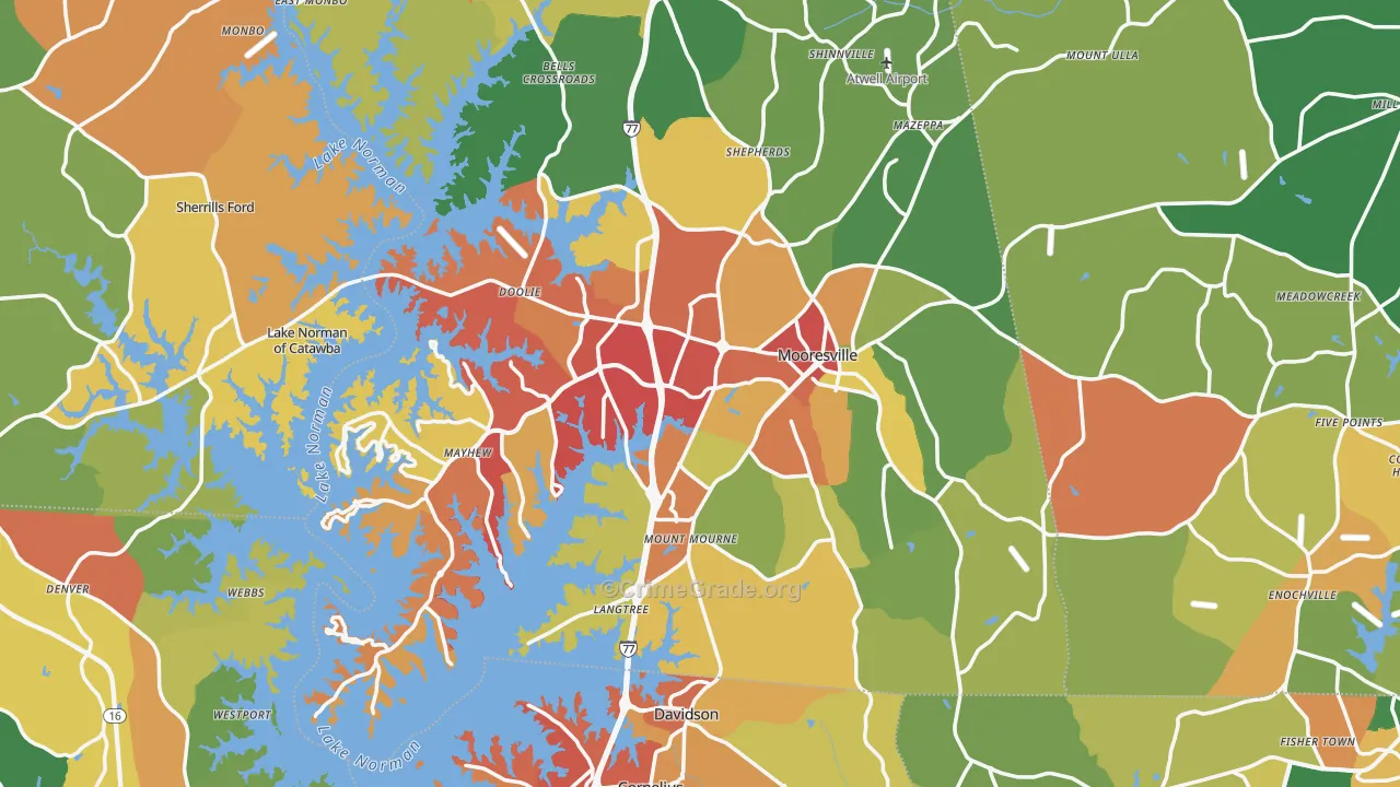 Mooresville, NC Map of Drug-Related Crime Rates