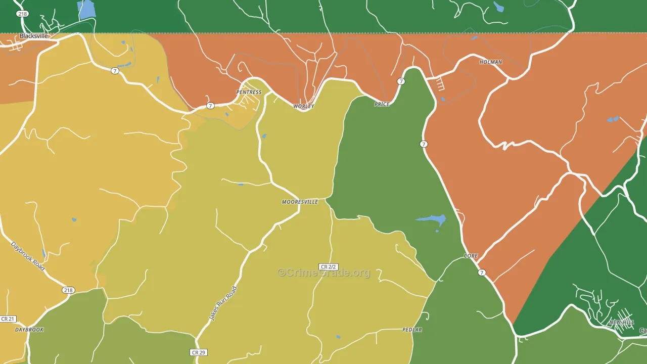 Mooresville, WV Map of Drug-Related Crime Rates