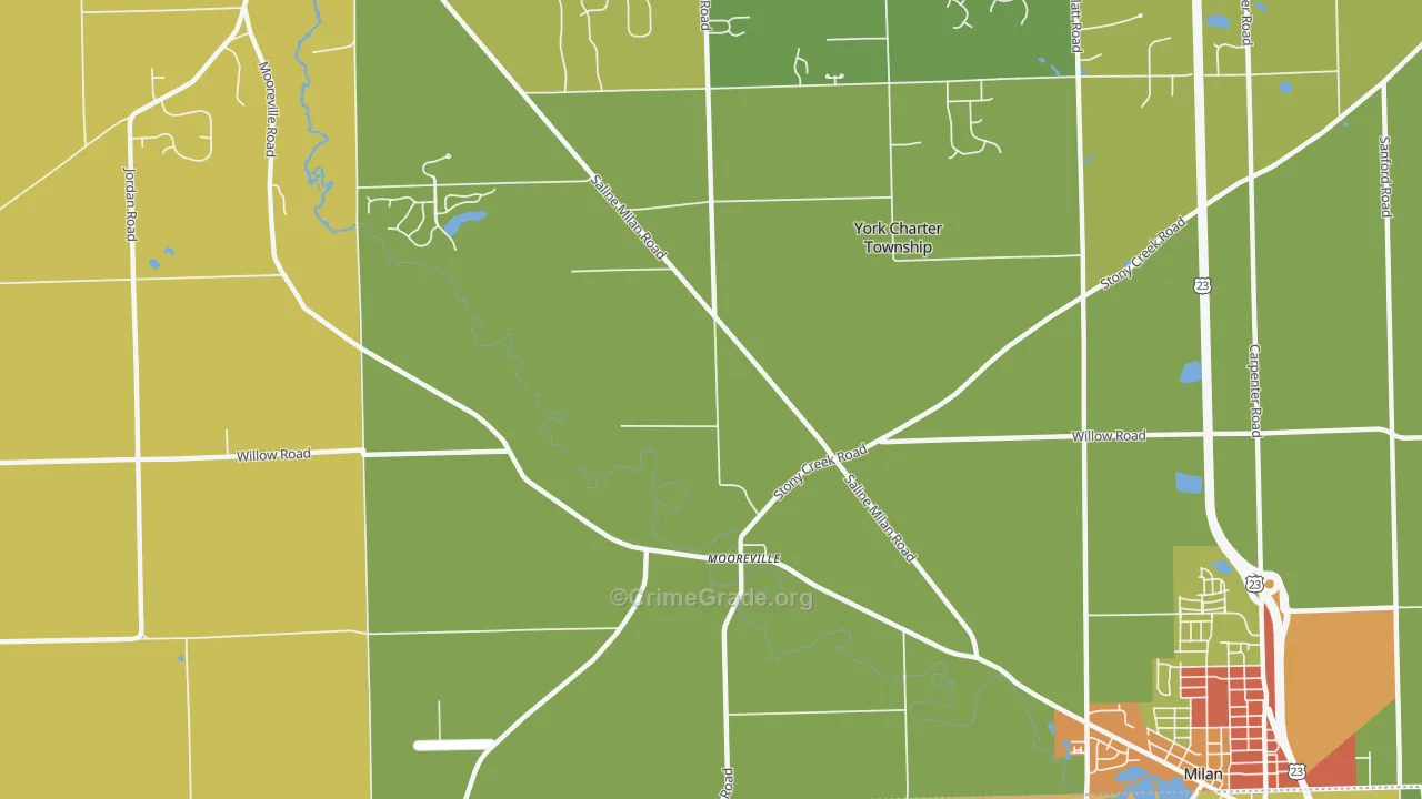 Mooreville, MI Map of Drug-Related Crime Rates