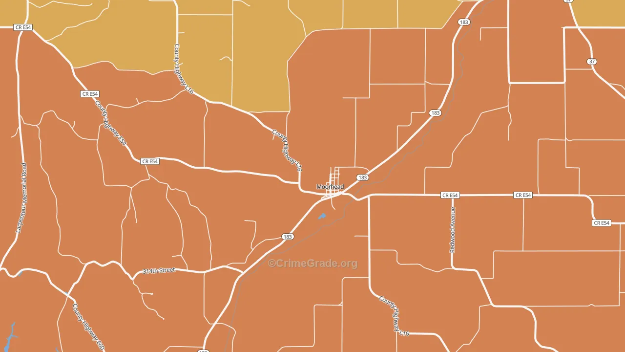Moorhead, IA Map of Drug-Related Crime Rates