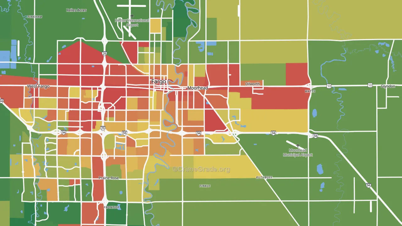 Moorhead, MN Map of Drug-Related Crime Rates