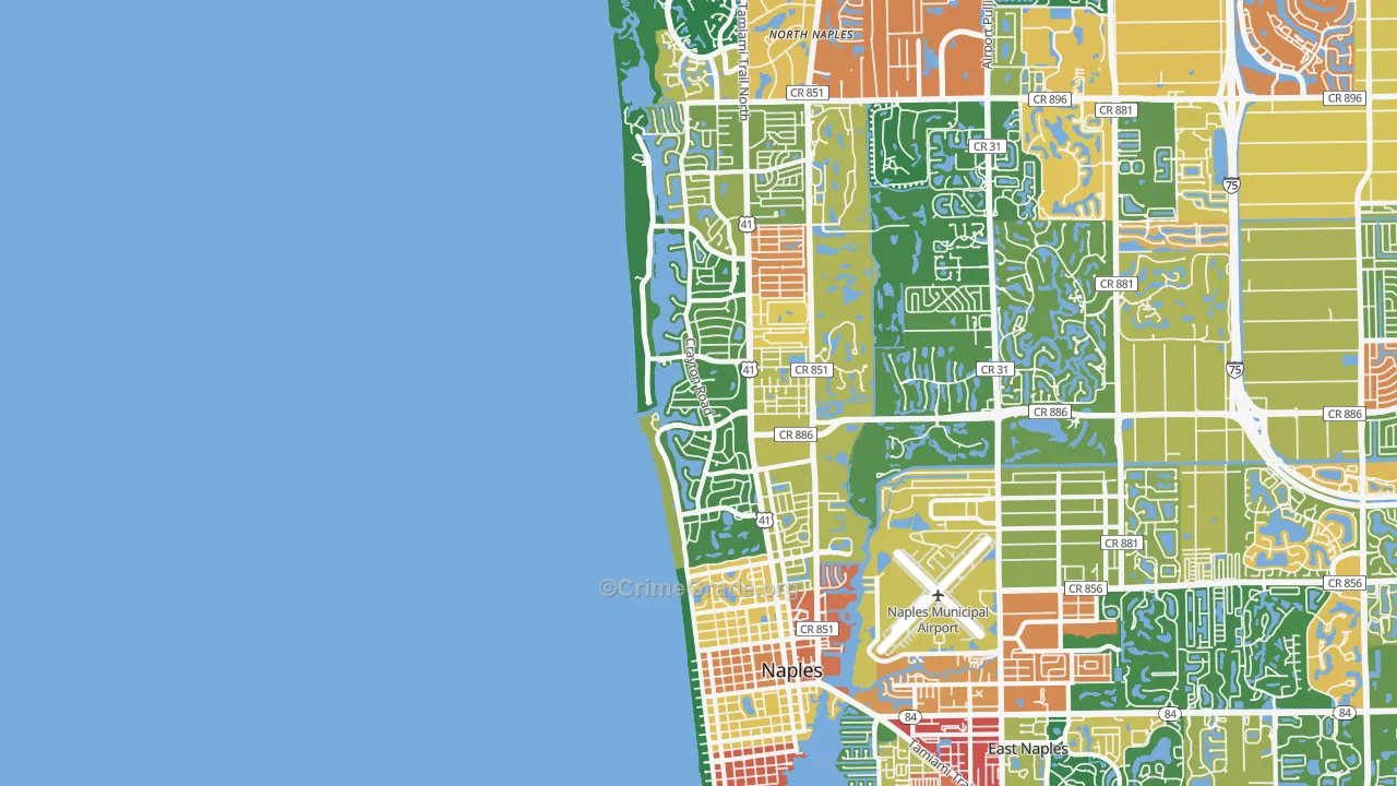 Moorings-Coquina Sands, Naples, FL Map of Drug-Related Crime Rates