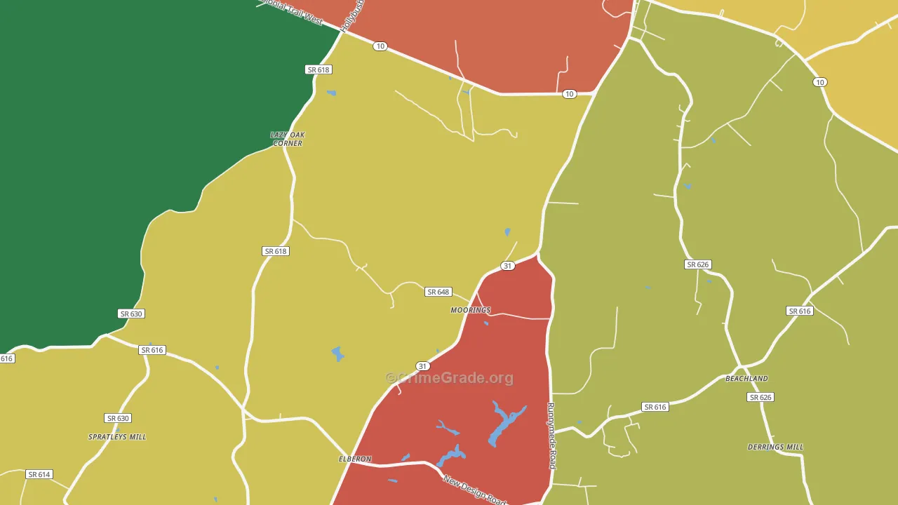 Moorings, VA Map of Drug-Related Crime Rates