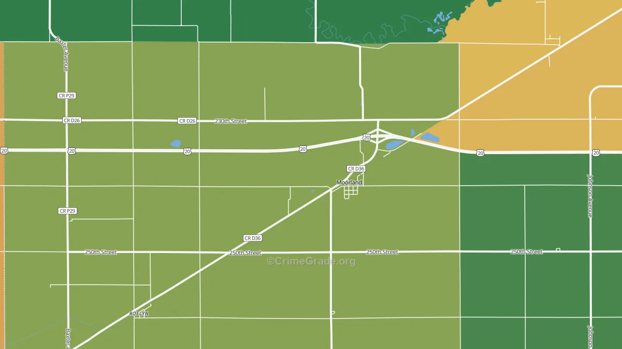 Moorland, IA Map of Drug-Related Crime Rates