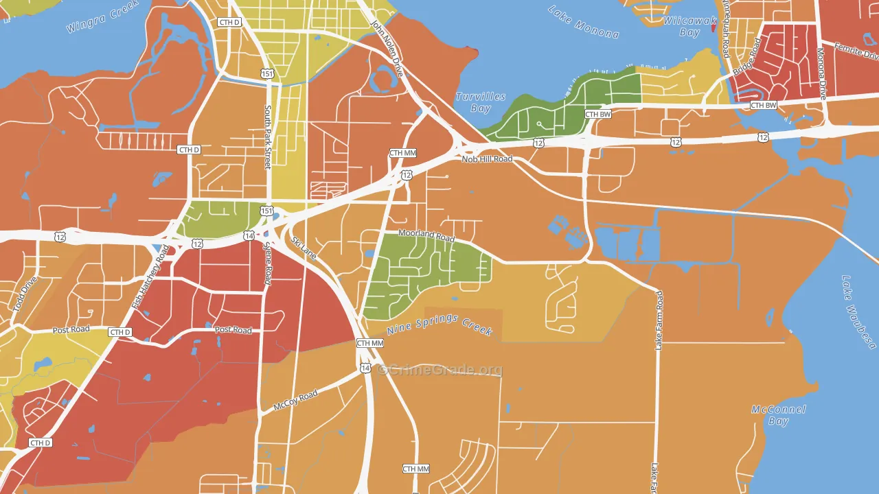 Moorland-Rimrock, Madison, WI Map of Drug-Related Crime Rates