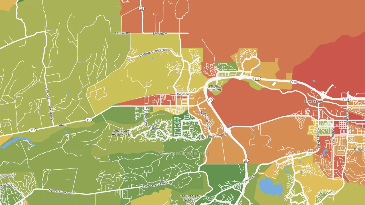 Moorpark, CA Map of Drug-Related Crime Rates