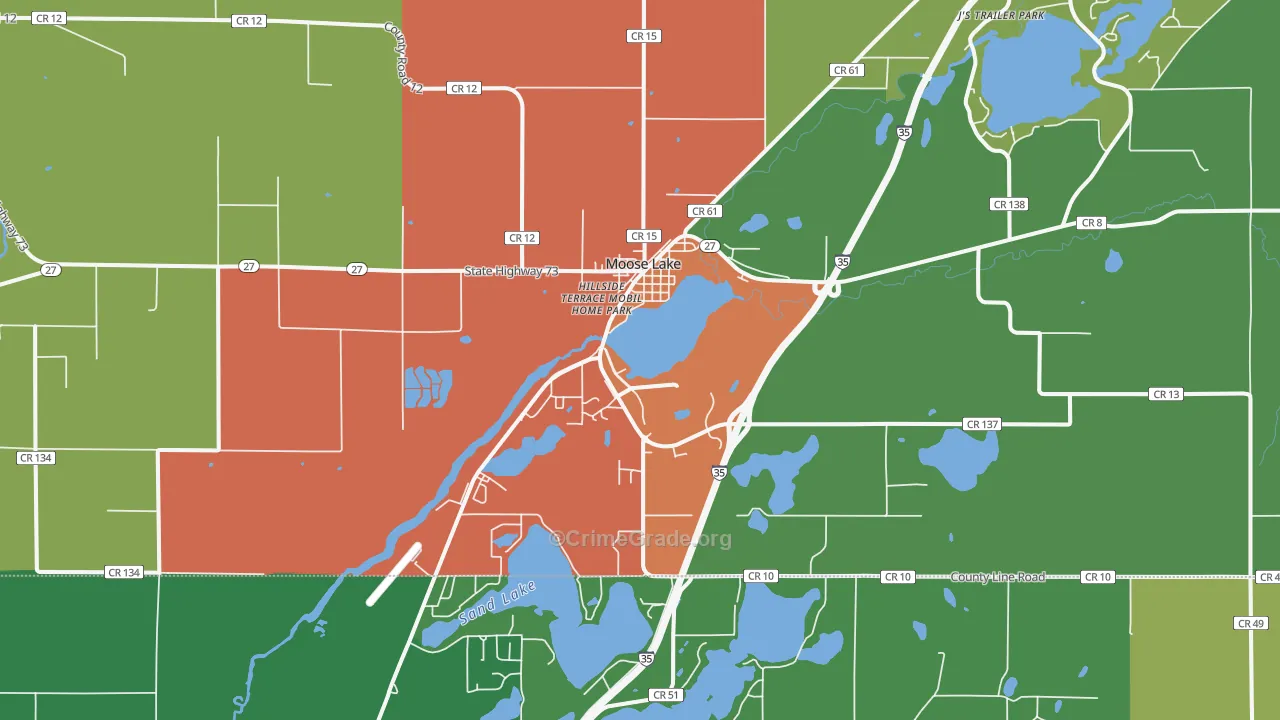 Moose Lake, MN Map of Drug-Related Crime Rates