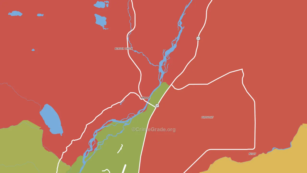 Moose, WY Map of Drug-Related Crime Rates