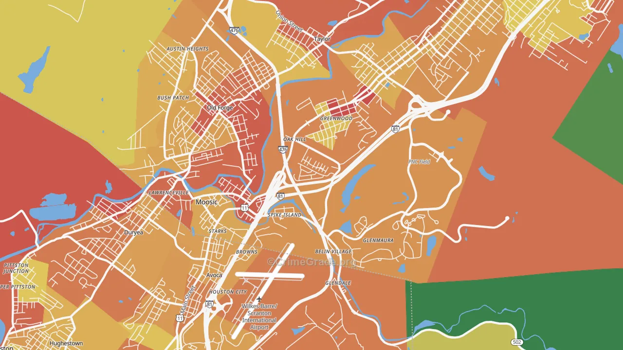 Moosic, PA Map of Drug-Related Crime Rates