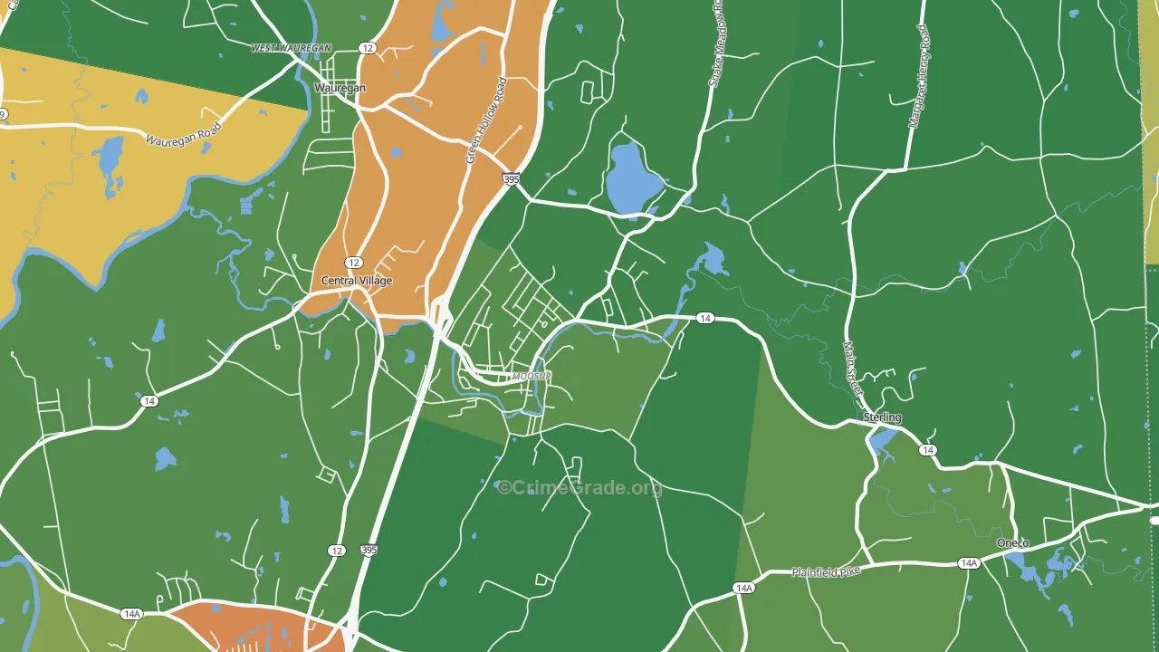 Moosup, CT Map of Drug-Related Crime Rates
