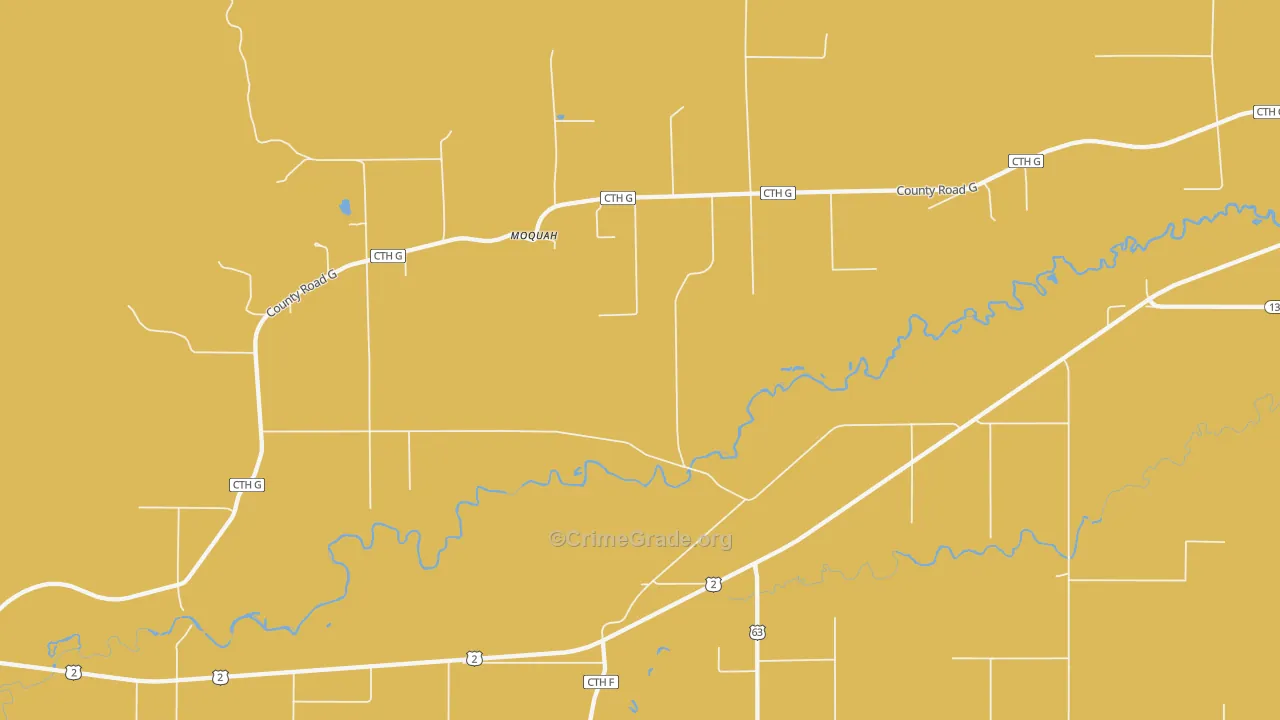 Moquah, WI Map of Drug-Related Crime Rates